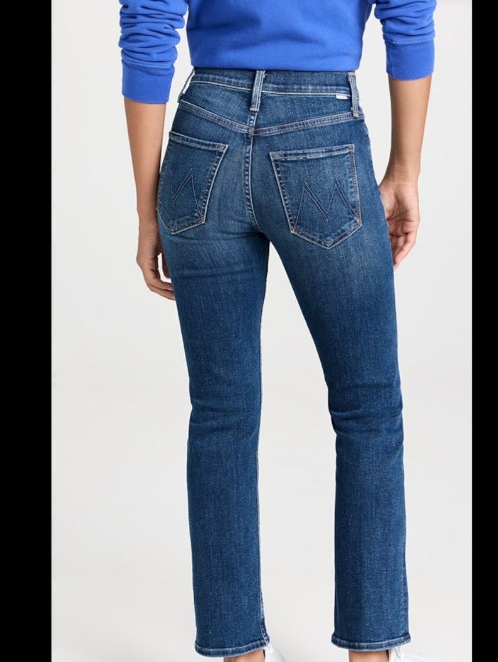 MOTHER Straight Leg Jeans in Dark Blue Wash